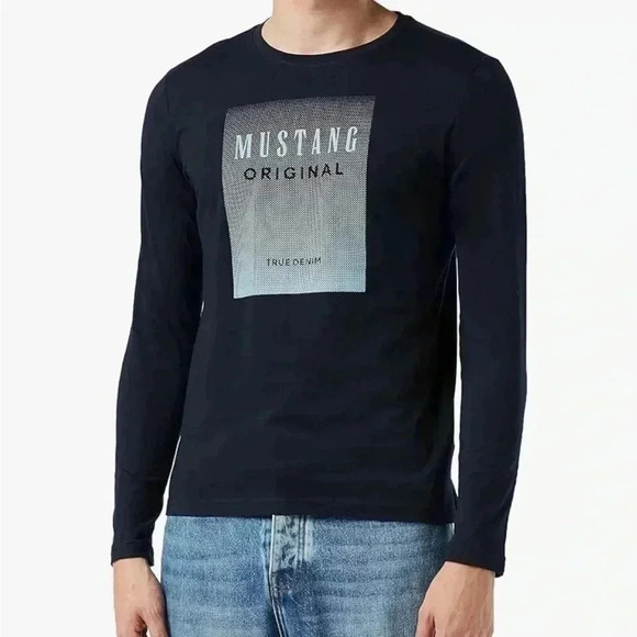 MUSTANG Men's Relaxed Adrian C Print Long Sleeve T-Shirt - Picture 1 of 7